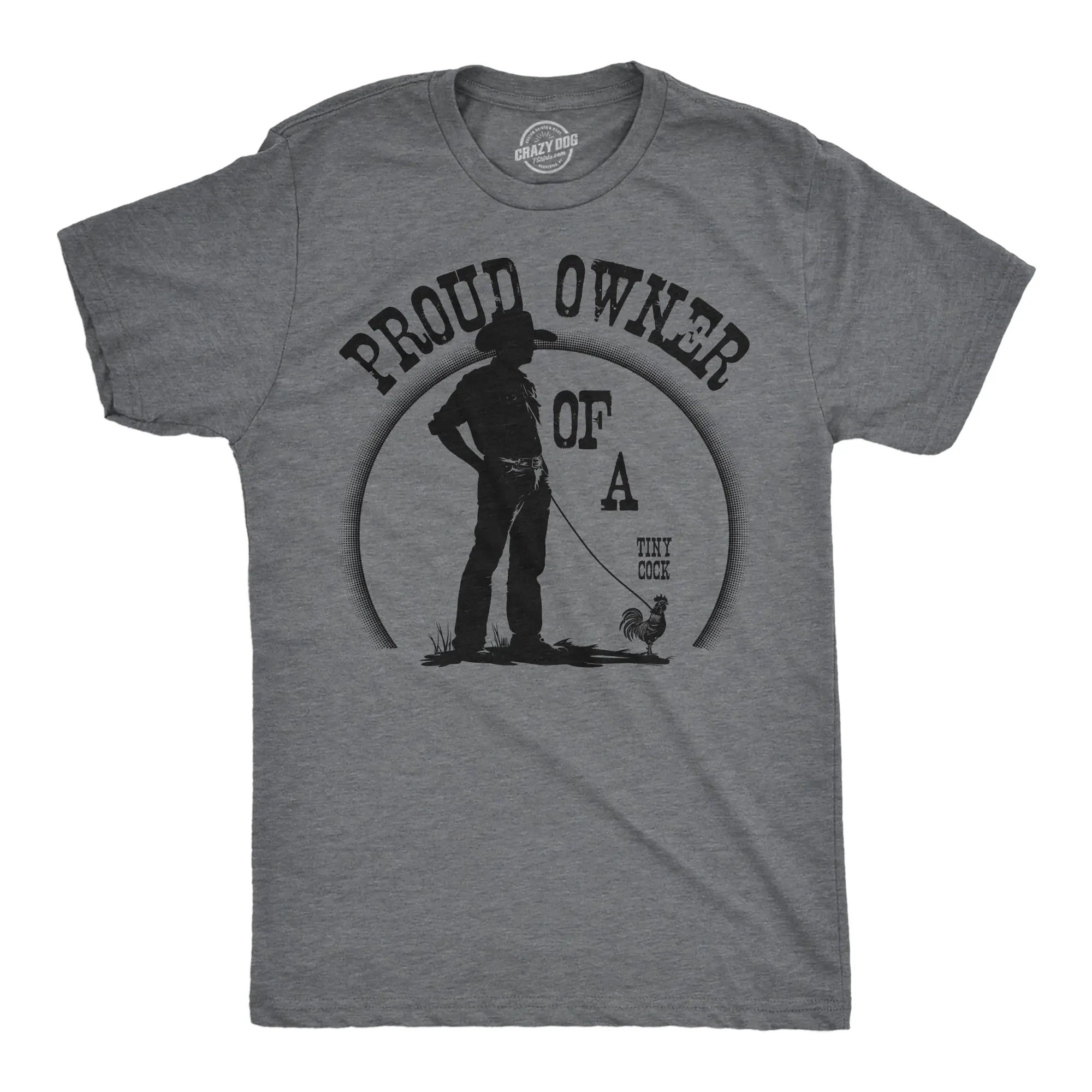 Mens Funny T Shirts Proud Owner Of A Tiny Cock Sarcastic Chicken Graphic Novelty Tee for Men Mens Funny T Shirts Cool Vintage Fashion T-Shirt Gift Classic Menswear offensive Apparel for Men Funny Animal Short Dark Grey