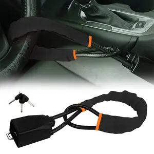Car Steering Wheel Lock, Seat Belt Lock, Anti-Theft Device, Max 17 Inch Length, Small and Light-Weight, Multi-Functional, Fit Most Vehicle, SUV, Golf Cart Security