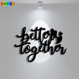 1pc Romantic "Better Together" with Heart Metal Wall Art, Romantic "Better Together" with Heart Statue Mural, Iron Craft, Perfect for Bedroom, Boudoir, Love Alcove Decor, Artistic Metalwork, Valentine's Decor, Ideal Gift for Love Enthusiasts