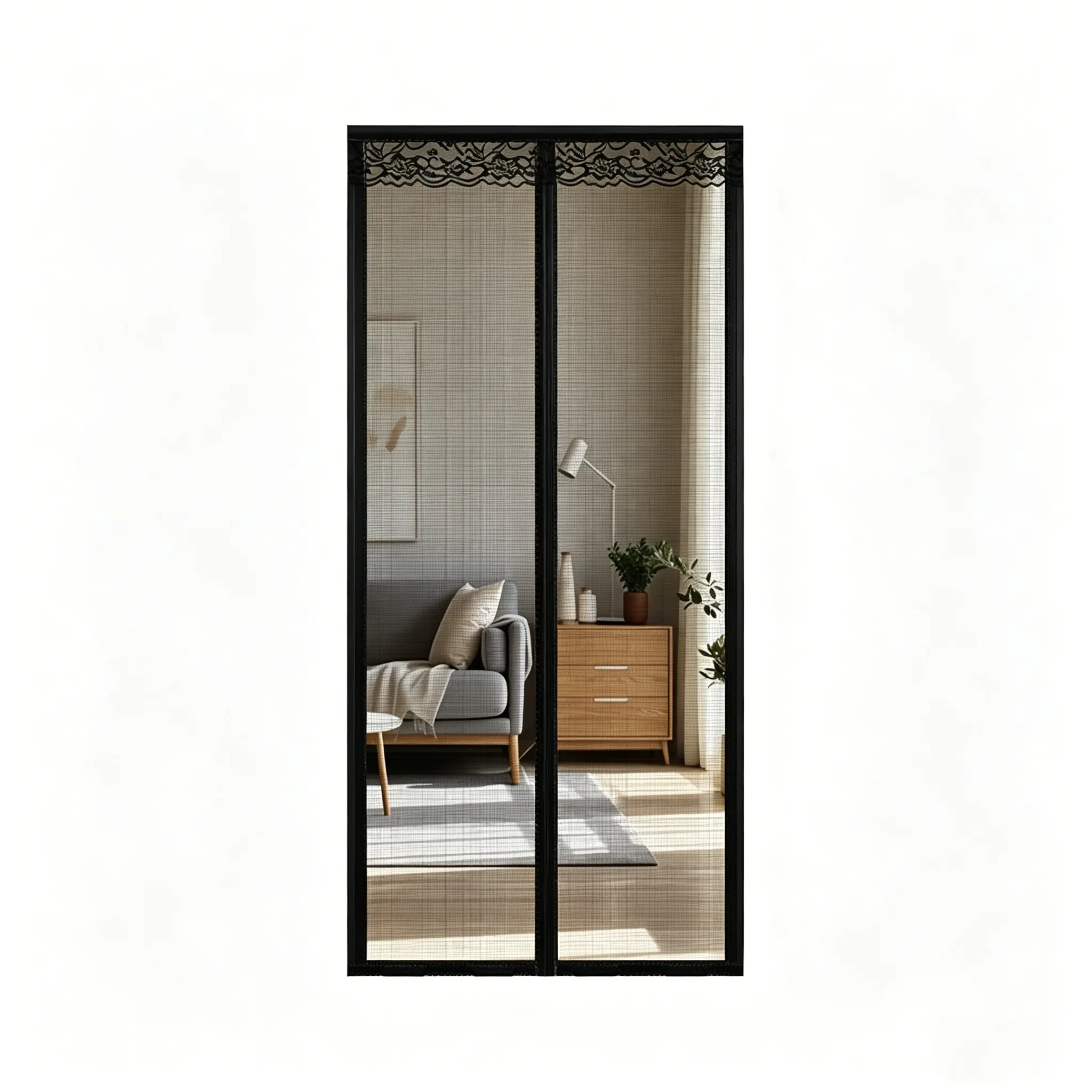Magnetic Screen Door, Heavy Duty Security Mesh Curtain, Cat Scratch Resistant Bug Insect Proof, Durable Magnetic Closure Screen for Home Patio