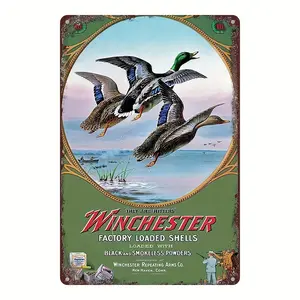 Winchester Duck Hunting Vintage Aluminum Tin Sign |       8x12in Indoor/Outdoor Wall Art |       Waterproof Decor for Bar, Garage & Restaurant |       1 Count