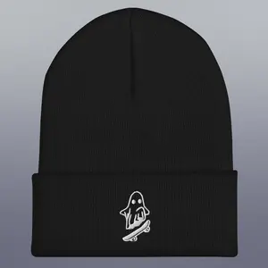 Embroidered Skate Boarding Ghost Beanie
