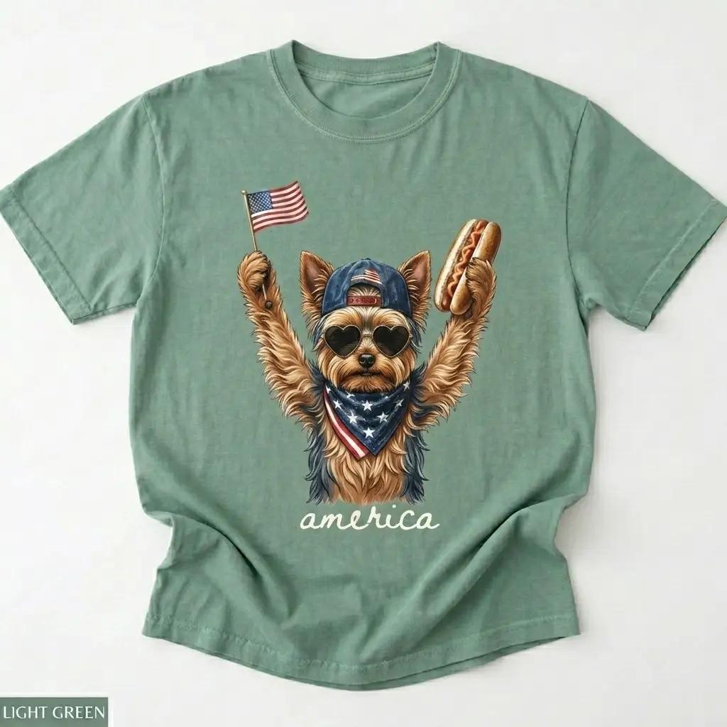 Comfort Colors Yorkie America Dog Shirt, Patriotic USA Dog Tee, Funny 4th Of July Shirt, America Dog Collection