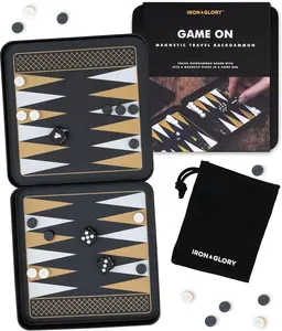 Iron & Glory Magnetic Travel Checkers Set - Durable Tin Case with Secure Magnetic Pieces - Compact & Portable Board Game