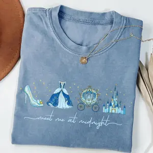 Meet me at Midnight Fairytale Tee, Glass Slipper Graphic Shirt, Magical Kingdom Vacation Top, Enchanted Princess Party Gift