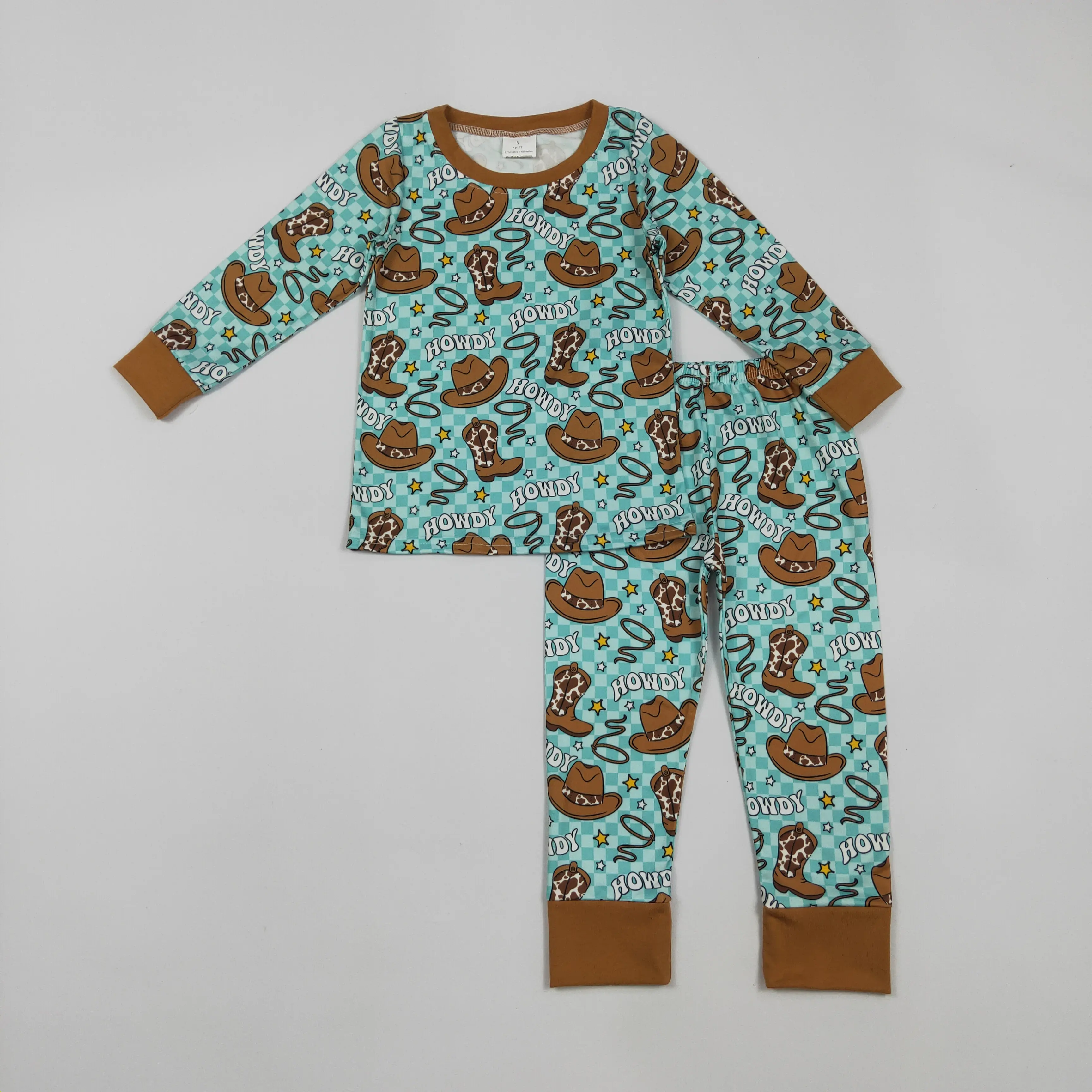Western Cowboy Pajama Set for Kids, Soft 2-Piece Long Sleeve Sleepwear with Comfortable Top and Pajama Pants