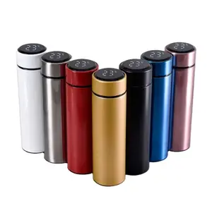 Double Digital Vacuum Insulation 500ml Thermos Tumbler Stainless Steel Smart Water Bottle with LED Temperature Display