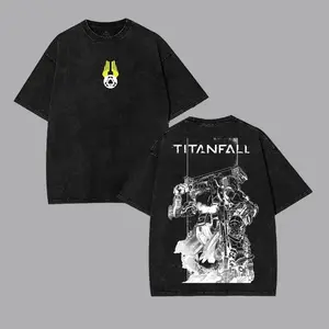 Scorch "Blue Inferno" Edition: Titanfall 2 Scorch Graphic Tee, Blue Flame Thermal Titan Acid Wash Shirt, Vintage Mecha Pilot Streetwear Top YT8