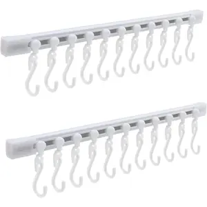No Drilling Wall Mounted Kitchen Utensil Hanging Rack with 10 Hooks, 2 Pack Kitchen Rail Hanger for Kitchen Bathroom Utensil Storage