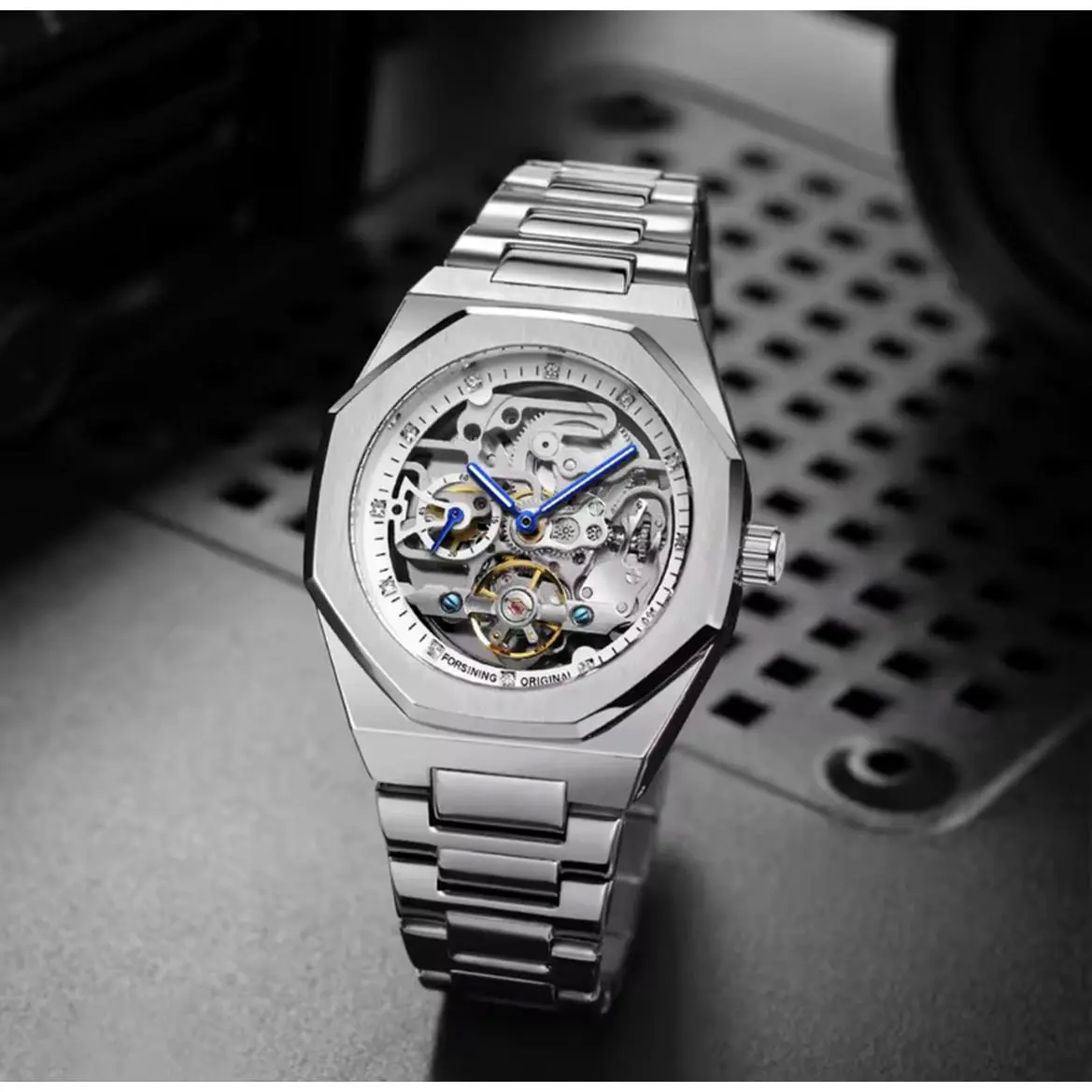 AP Style Watch Stainless Steel Automatic Movement Skeleton Design for Men