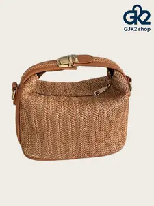 Ins Straw Woven Mini Bag, 2026 Summer New Casual Women Handbag, Portable Handheld Shoulder Crossbody Bag
