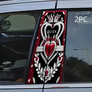Luxury Queen Crown Car Stickers, Diamond Heart Decoration, Easy Peel and Stick, Waterproof Scratch-Resistant, Universal Vehicle Decals