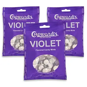 Choward's 3oz Violet Candy Bags 3 Pack | 49 Pieces Individually Wrapped Candy Mints | Nostalgic Violet Candy Bags | Perfect for Snacks in Lunchboxes, Pockets, Goodie Bags, and Birthday Parties