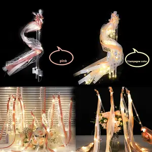 MICRENCY 30 Wedding Party Wands with Satin Ribbon Flowing Light Wands LED Silk Fairy Wands with Bells for Weddings Graduation Ceremonies Holiday Celebrations Carnivals Concerts Birthday Parties - Gifts