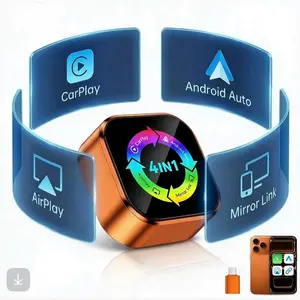 2026 New 4-in-1 CarPlay Wireless Adapter - iPhone/Android Compatible | Fast Connection, Hands-Free Calling, AirPlay, Mirror Link, Netflix, Youtube type-c adapter Bluetooth 5.0 fast transmission, ultra-HD stereo sound