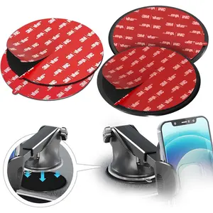 3M VHB Dashboard Adhesive Sticky Pad Set for Car Mount - 3.15" (80mm) Disk with Secure Suction Cup Grip for Cell Phone Holder and GPS Dash Mount, 2 Mounting Disks and 2 Replacement Pads