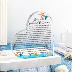 Bucherry Housekeeping Week Starfish Story Keepsake Acrylic Heart Appreciation Gifts for Volunteer Staff Employees Retirement Women Men Friends Table Centerpiece Decor Paperweight