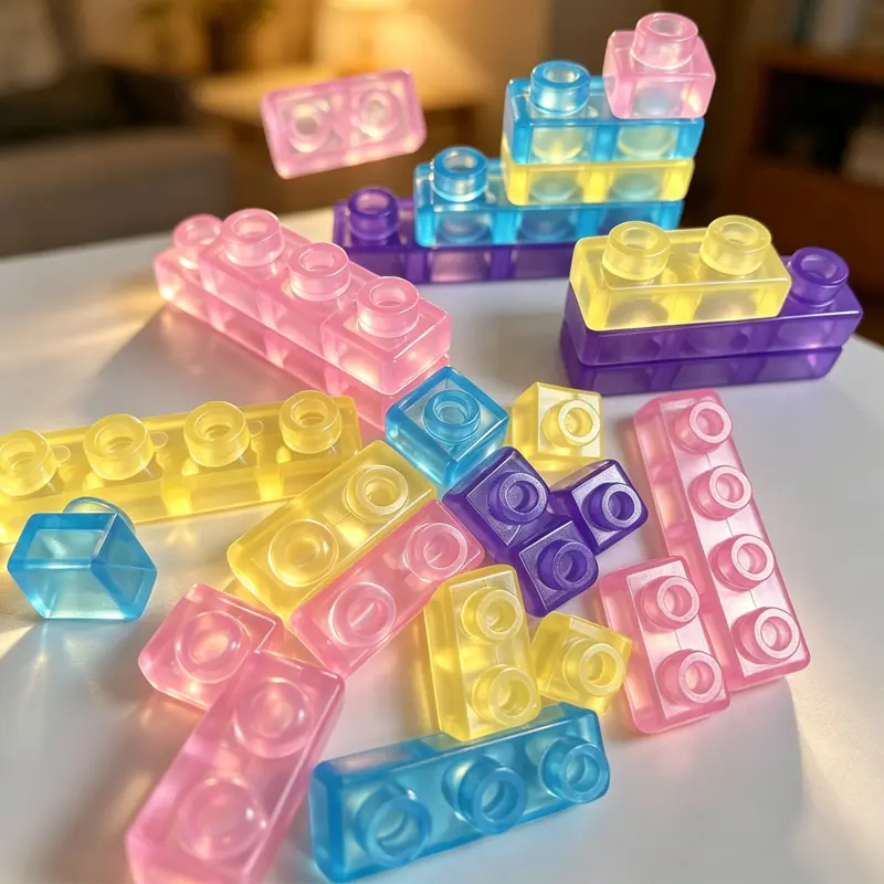 Soft Jelly Building Blocks 40Pcs Squishy Stretchable Stacking Bricks Non-Toxic Sensory Toy Stress Relief Educational Bath Play Gift For Kids Ages 3+