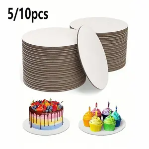 5/10pcs Round Cake Base Holders, Durable Oil-Resistant Cake Plates, Ideal for Weddings Birthdays Festivals, Professional Cake Decoration