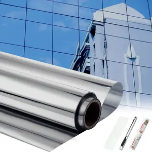36 Inchx26 Ft One Way Window Tint Film Privacy Daytime Reflective Mirror Window Sun Blocking Thermal Insulated Film Heat Control Static Cling Window Tint Anti UV Home Office (Black Silver)