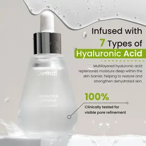 Green Cica Ampoule with 72% Green Tea, Cica & 8-Layer Hyaluronic Acid | Soothing & Sebum Control Pore Serum for Blackheads and Enlarged Pores | For Oily & Combination Skin
