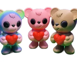 Koza 3D Printed Teddy Bear Holding Heart with Secret Tiny Bear Figure - High-Quality 3D Printed Design
