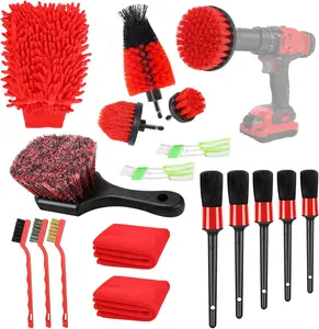 18Pcs Car Detailing Kit, Reliable Car Cleaning Kit Includes Various of Soft-bristled Car Detailing Brushes for Cleaning Interior, Exterior, Wheels, Car Detailing Tools