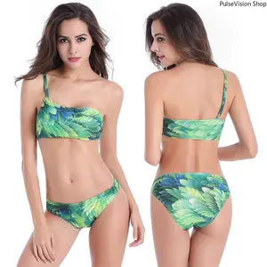 2026 Plus Size One Shoulder Printed Bikini Set, Sexy Curvy Swimwear