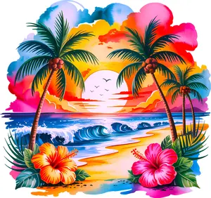 DTF Transfer – EL Tropical Sunset Multi Sizes