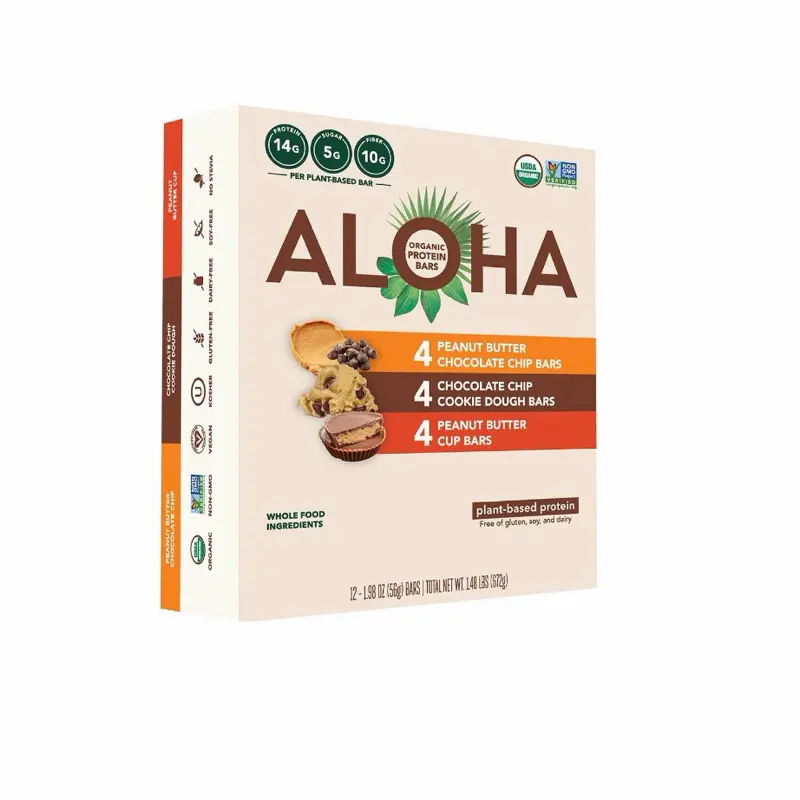 Aloha Plant-Based Protein Bars, 12-Count Variety Pack