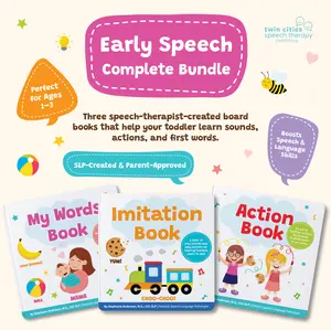 Best Selling Early Speech Complete Bundle – 3 Speech Therapy Books for Toddlers Ages 0-4 | Build Sounds, Words & Sentences