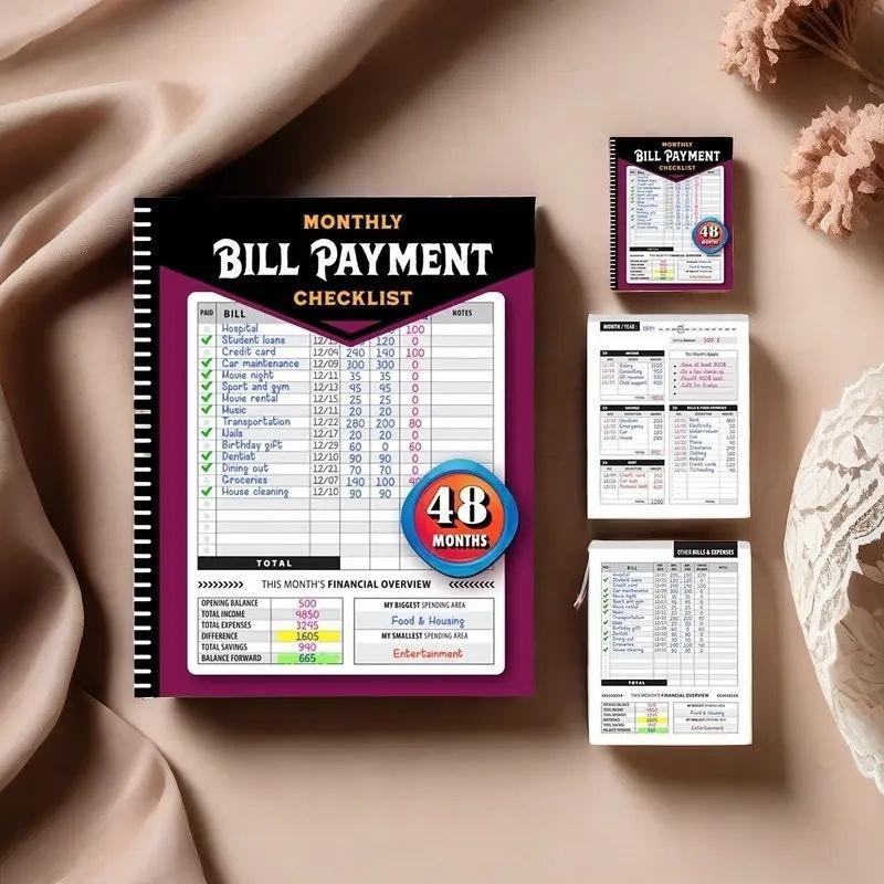 Budget Saving Challenge Accounting Book & Bill Payment Tracker, 48-Month Financial Planner Paperback with 960 Records, Expense Tracking, Bank Account & Debt Payoff Organizer, Family Budget Notebook for Monthly Financial Planning