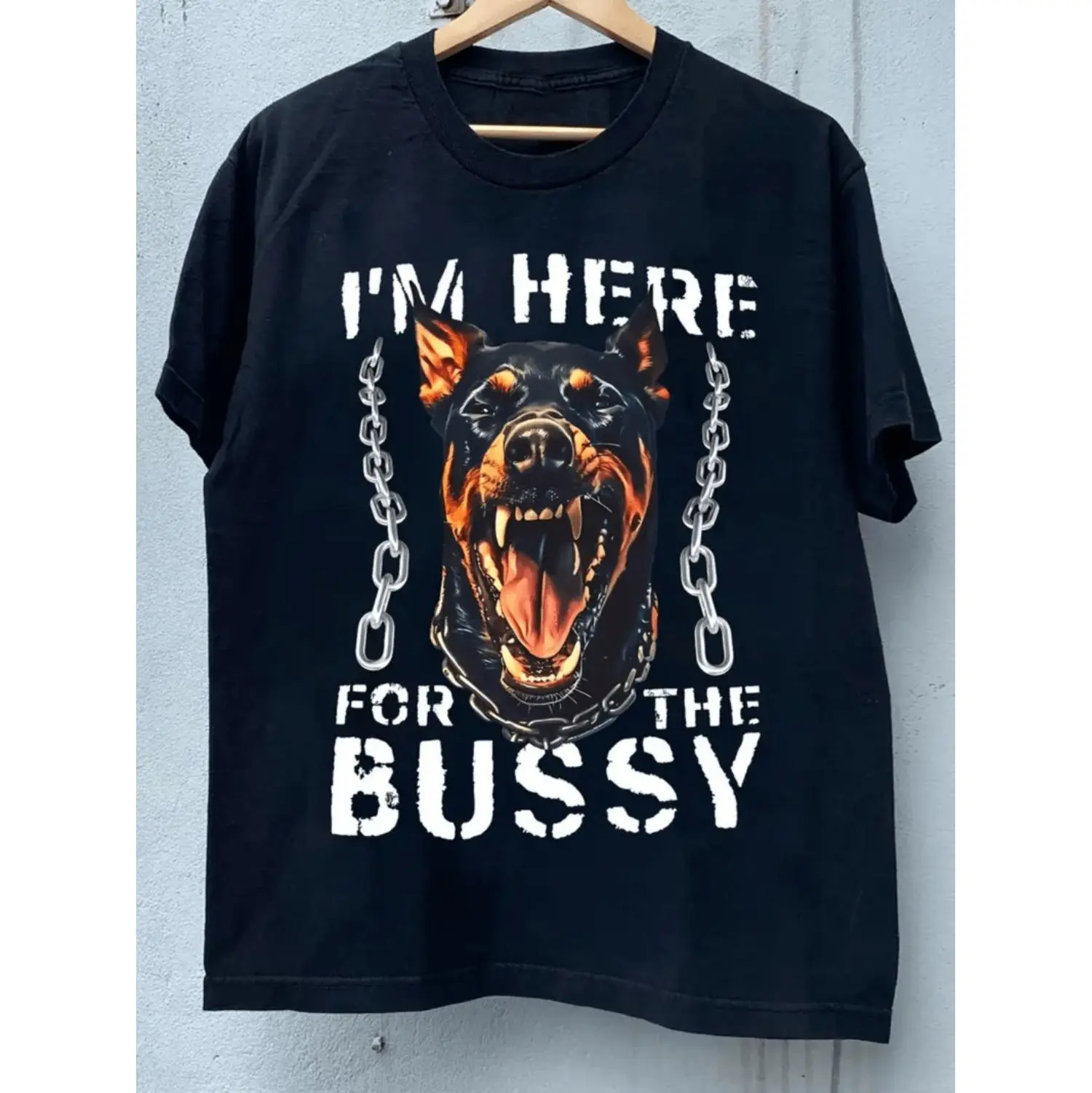[Cotton Bussy Print Tee] 1pc Unisex Cotton T-Shirt - Breathable & Moisture-Wicking "I'm Here for The Bussy" Print Casual Crew Neck, Short Sleeve, Knit Fabric, Medium Stretch for Sports, Hiking, Cycling, Beach & Parties - Spring/Su