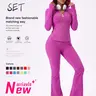 Fashion Curvy Fitness  Thumb Hole Hoodie Jacket Scrunch Butt Flare Yoga Leggings,outdoorfun