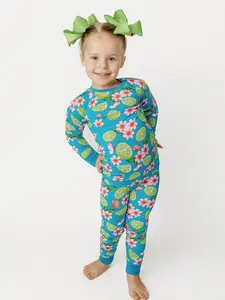 Kenna&Mav Flower and Lime Two Piece Bamboo Set for Girls