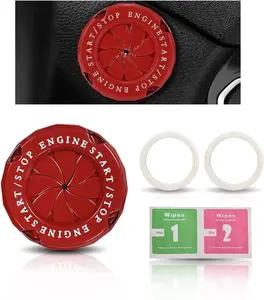 Push Start Stop Button Protector, Rotary  Cover - Anti-Scratch, Decorative - Universal  Interior Accessories - Key   Cover (Classic - Red)