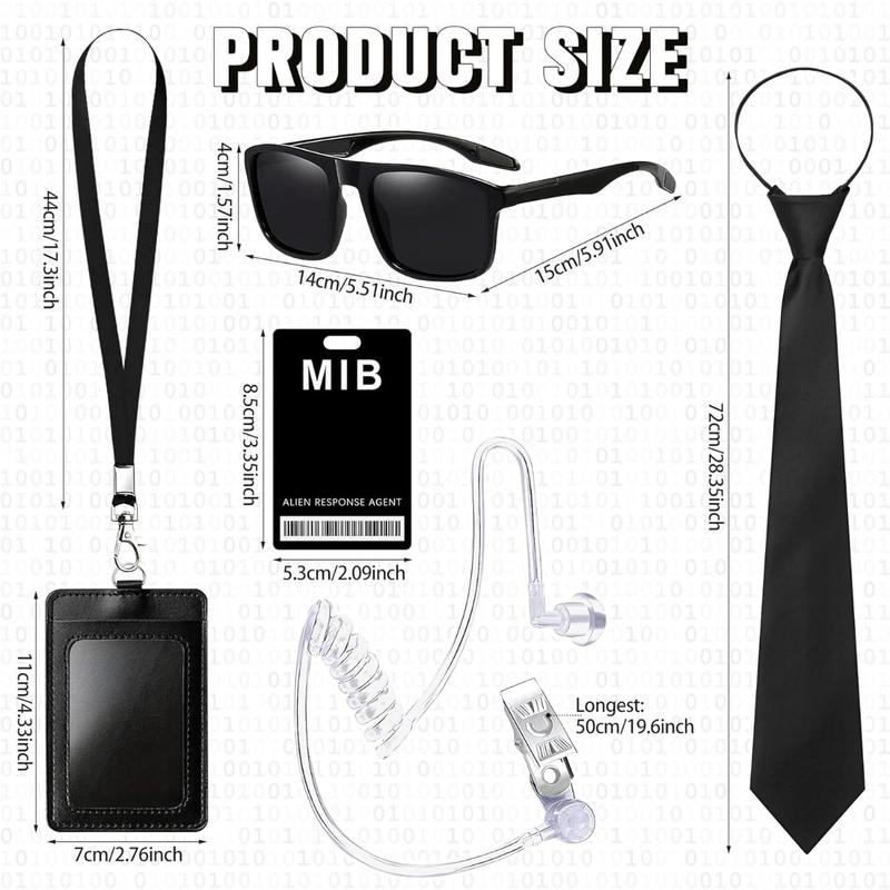 6PCS MIB Agent Costume Accessories, Secret Service Costume Set Spy Costume Accessories for man, women, small boys and small girls for Cosplay
