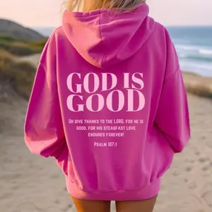 Pink God Is Good Christian Hoodie Bible Verse, Aesthetic Christian, Jesus Hoodie, Church Hoodie, Oversized Hoodie, Religious