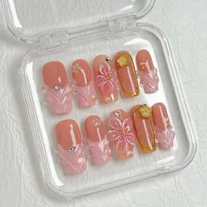 NailPopz PEACH BLUSH - 100% Handmade 3D Press-On Nails | Durable, Reusable, and Salon-Grade Finish