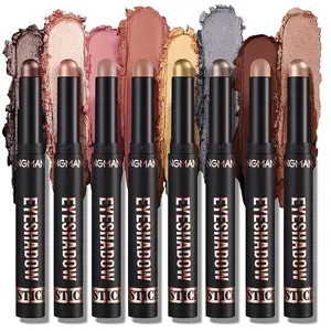 8-Color Waterproof Eyeshadow Stick Set, 8-Count Compact Long-Lasting High-Pigment Matte Shimmer Eye Shadow Sticks for Women
