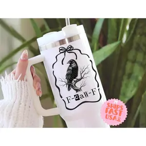 F-Caw-F Crow Tumbler Raven F Off Cup Gothic Tumbler Raven Mug Offensive Tumbler Sarcastic 40oz Tumbler Adult Humor Sassy Travel Mug