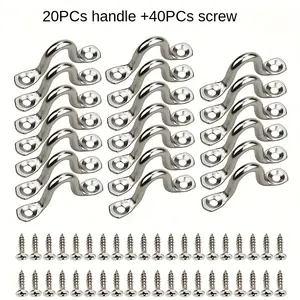 60pcs Boat U-Shape Hanging Rings, 20 Handles + 40 Screws, Stainless Steel Material, Yoga Swing, Chair Hammock, Boat Rigging