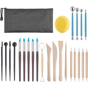 Clay Tools Kit, 25 count Ceramics Polymer Clay Sculpting Modeling Pottery Tools Kit, Air Dry Clay for Adults, Pottery Craft, Dotting, Baking, Carving, Drawing, Molding, Modeling, Shaping