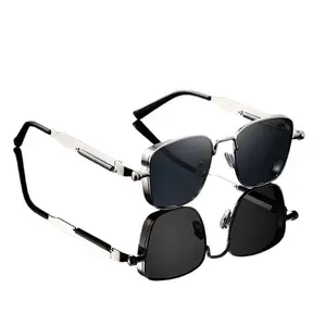Vintage Square Sunglasses for Men, UV-Protective High-End Fashion Eyewear with Slim Temple Design for Spring and Everyday Wear