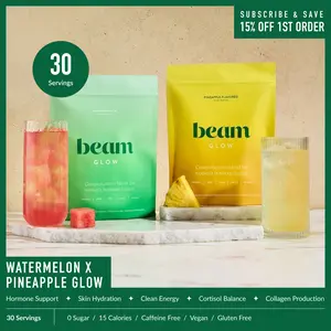 Beam Glow Superblend Duo/Trio Pack — 30 or 45 Servings for Women’s Hormone Balance, Skin, Hair & Nail Support (10 Calories, 0 Sugar) | DealsForYouDays