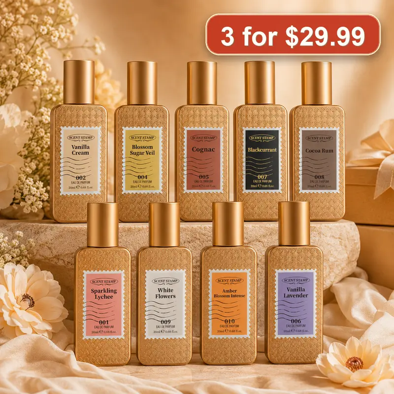 SCENT STAMP Unisex Fragrance Miniature Discovery Set - Fragrance Gift Bundle, Date-Night Sweet Vanilla Gourmand EDP, Designer Vibe, Contains Alcohol, Mix & Match, 0.68oz, 24-Month Shelf Life, Back to School