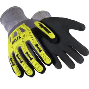 HexArmor Size L, ANSI Cut Lvl A1, Puncture Lvl 2, Sandy Nitrile Coated Cut & Puncture Resistant Gloves Palm & Fingers Coated, Elastic Knit Cuff, Hi-Vis Yellow/Black, Paired 1095-L (9)