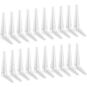 20 Pack Shelf Brackets 4 Inches White, Heavy Duty Steel Metal L Brackets for Shelves, J Brackets Wall Angel Corner Brace for  Board