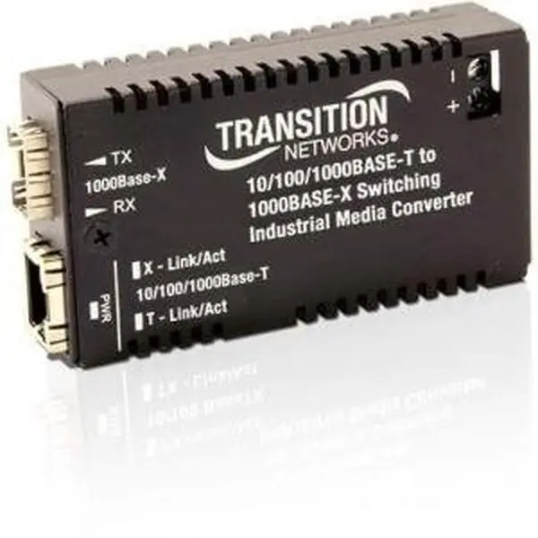 Transition Networks M-GE-ISW-LC-01 Hardened Mini Bridging Media Converter - 10/100/1000Base-T RJ-45 Ports to 1000Base-SX LC Fiber, 3.3V, Mini Size, 8dB Link Budget, Outdoor-Ready for Outdoor Users, Space-Saving Network Component, Link Budget 8Db, 10/100/1