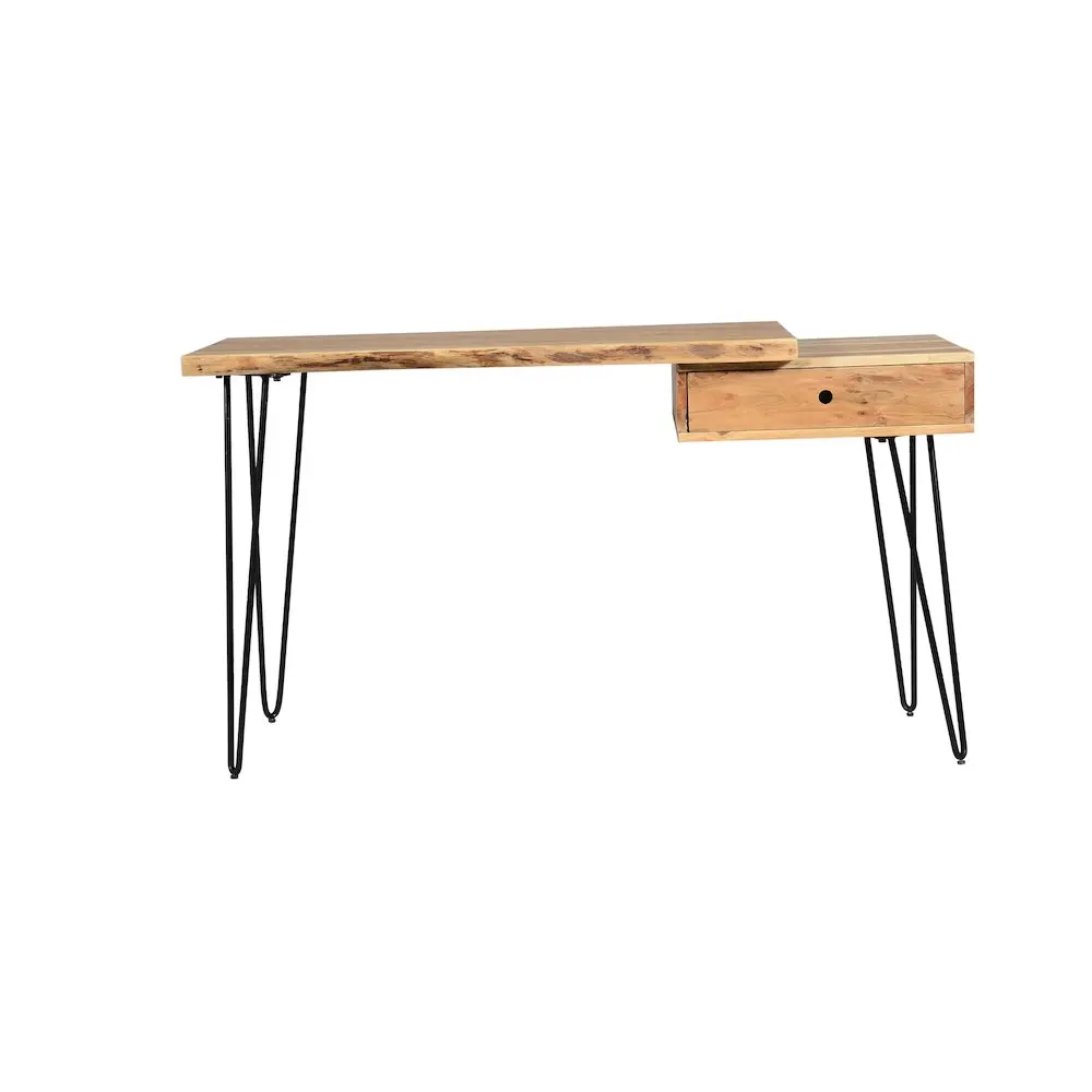 Nature's Edge Solid Acacia Wood Writing Desk with Drawer, Ideal for WFH Setup, Minimalist Desk Setup & Home Office Ideas
